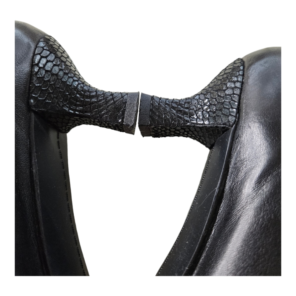 Vaneli Black Leather Pumps with a Low Heel and Snakeskin Accents size 8.5 - Picture 6 of 10